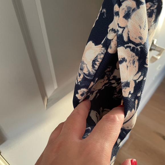 Navy Blue and Pink Floral Romper - Picture 4 of 5